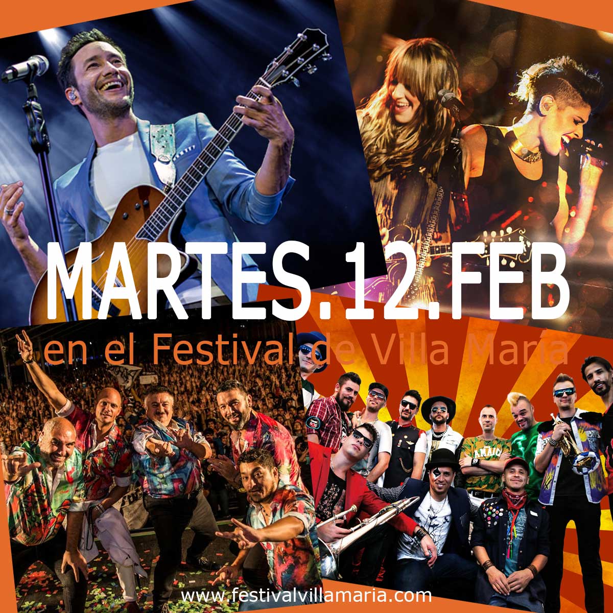 Grilla Artistas Festival Villa Maria Martes 12 de Febrero de 2019
