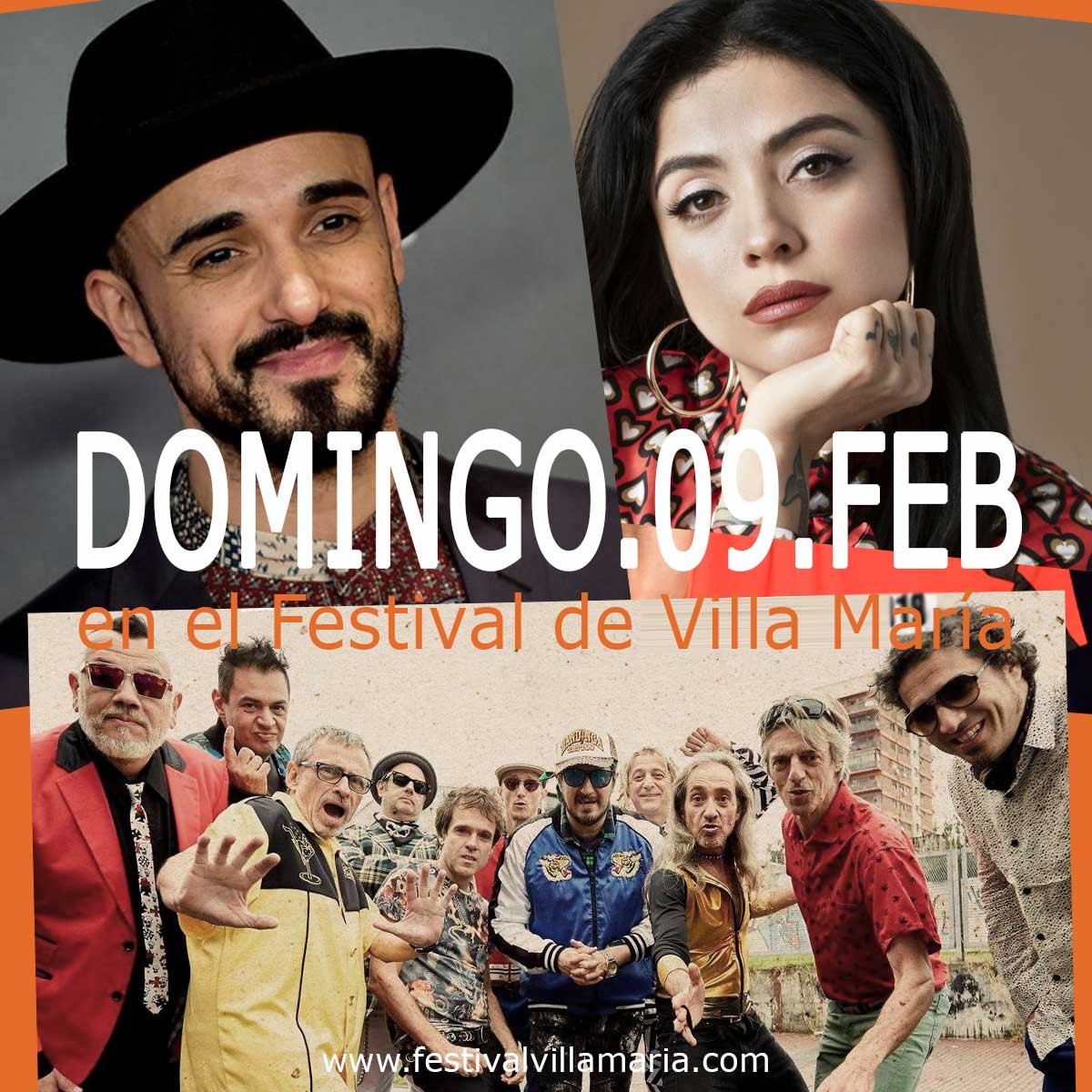 Grilla Artistas Festival Villa Maria Domingo 9 de Febrero de 2020