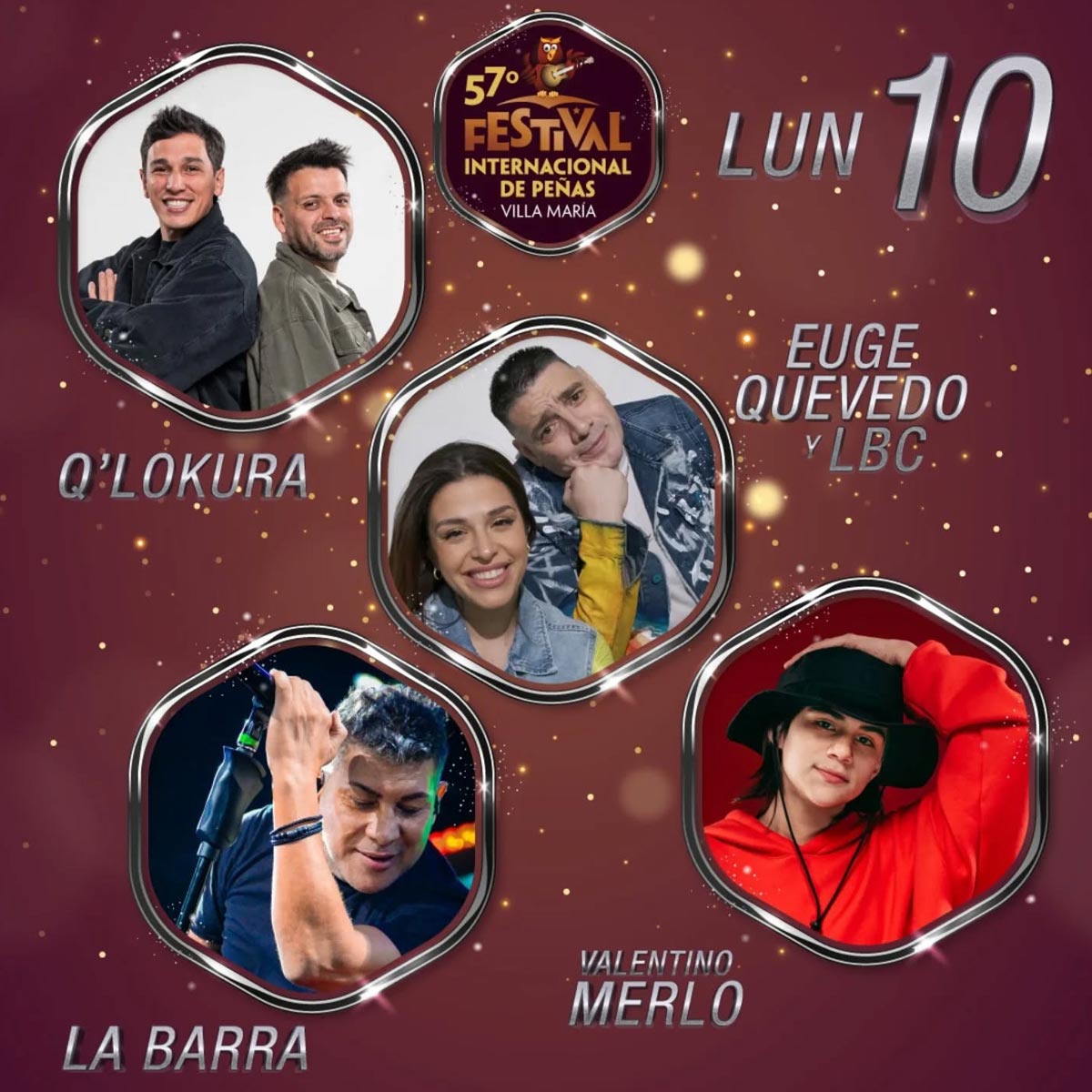 Grilla Artistas Festival Villa Maria Lunes 14 de Febrero de 2025