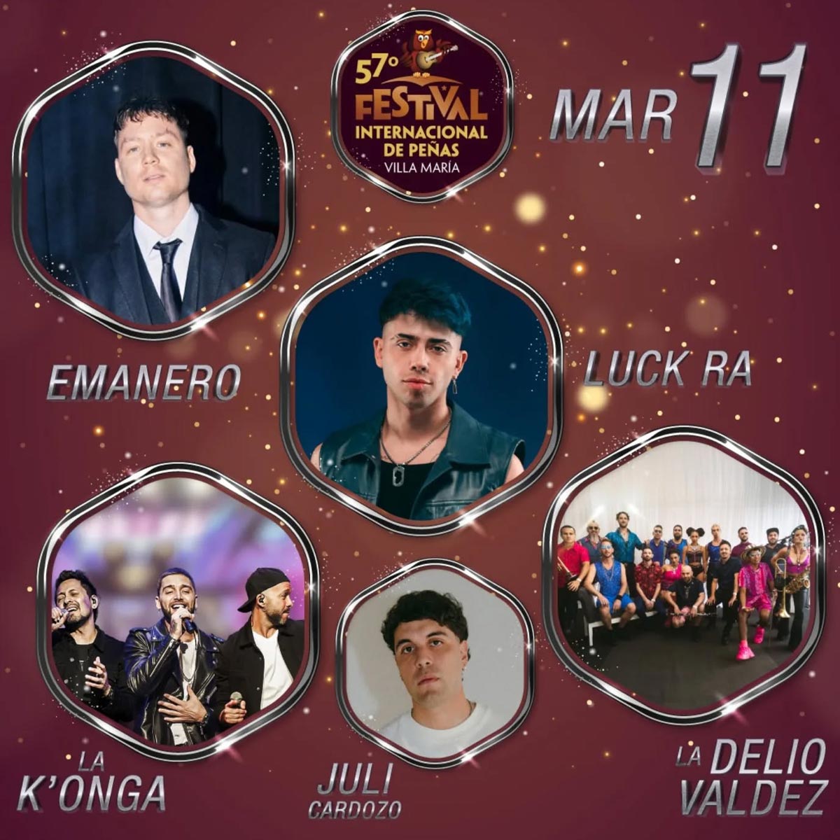 Grilla Artistas Festival Villa Maria Martes 15 de Febrero de 2025